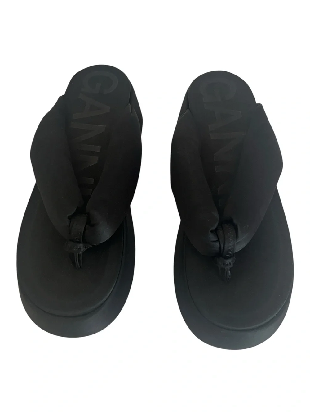 Ganni Black Platform Retro Thong Sandals Size 41